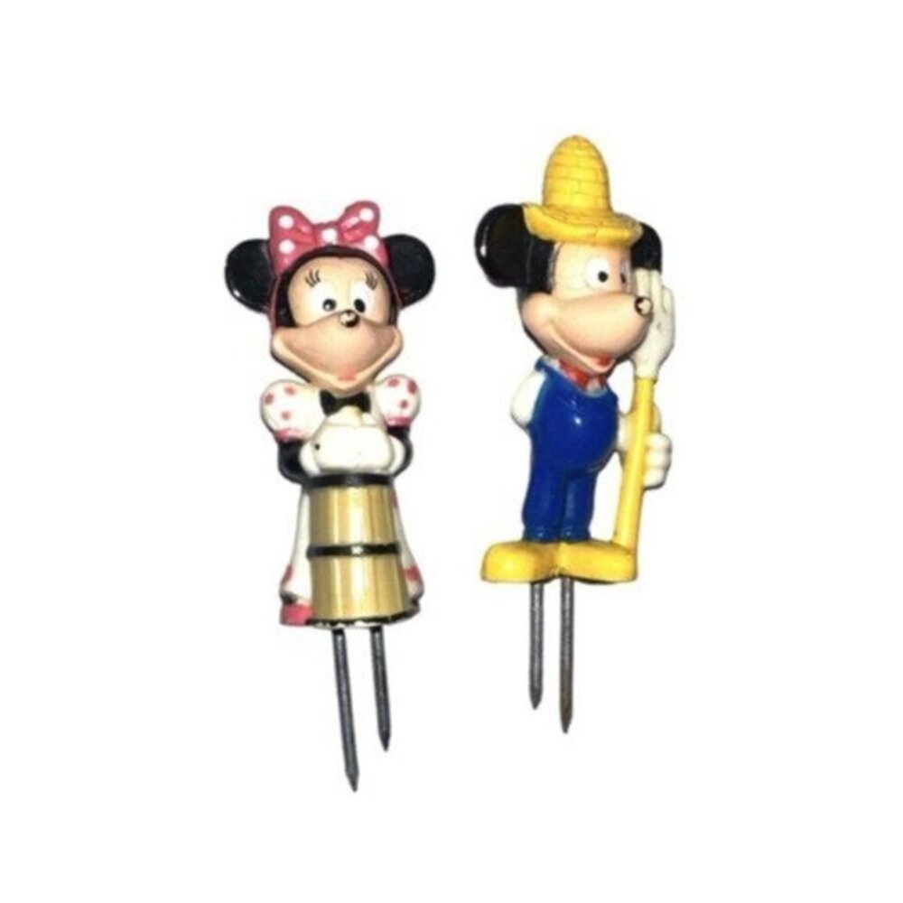 Disney Vintage Farmer Mickey Mouse Minnie Corn on Cobb Holders Walt Disney Hoan